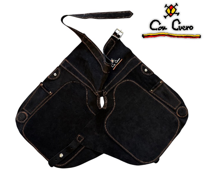 Con Cuero Grembiule Classico  Serraje Nero Corto 15542