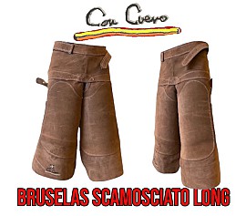 Con Cuero Grembiule Scamosciato Marrone Madrid Long