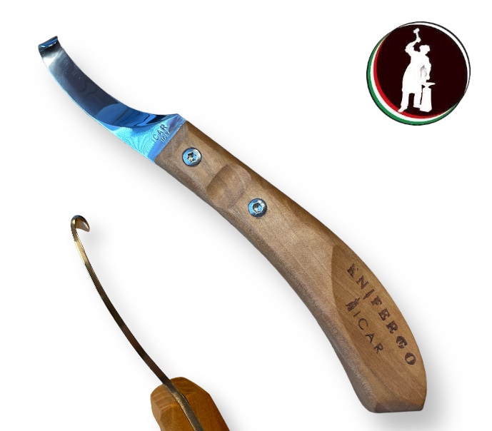 Icar COLTELLO- KNIFERGO Lama Classica Sinistra INTERCAMBIABILE manico in Ciliegio