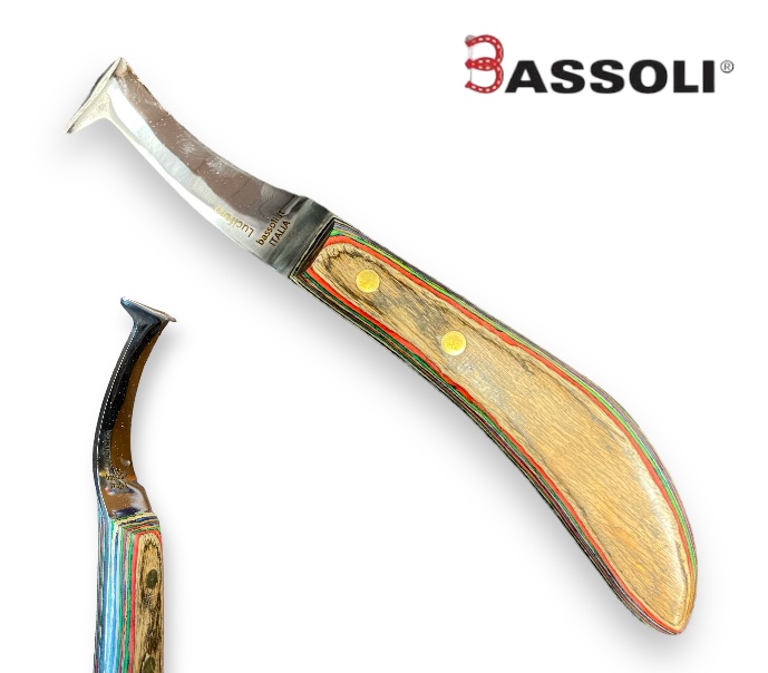 Bassoli Coltello Inglese Sinistro lama Drop LUCIFERO con Nettapiede